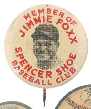 1930s Jimmy Foxx Promo Pin Spencer Shoe